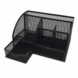 VOGREX Metal Mesh Desk Stationery Organizer Pen Holder Set UK Stock in Black - thumbnail 1