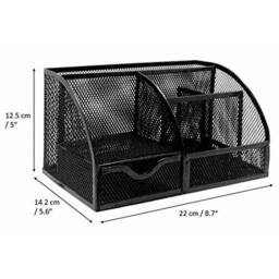 VOGREX Metal Mesh Desk Stationery Organizer Pen Holder Set UK Stock in Black - thumbnail 2