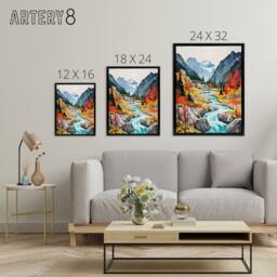 "Artery8 Jiuzhaigou Valley Chinese Landscape Framed Canvas Wall Art Print - Size: W12"" x H16""" - thumbnail 4