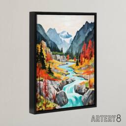 "Artery8 Jiuzhaigou Valley Chinese Landscape Framed Canvas Wall Art Print - Size: W12"" x H16""" - thumbnail 2