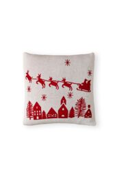 BHS Father Christmas on Sleigh Cushion in Red - Size: 50 cm x 50 cm - thumbnail 2