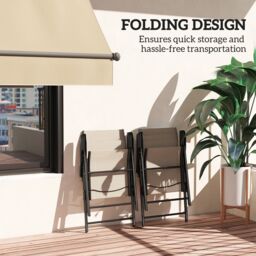 OUTSUNNY Folding Garden Dining Chairs Set of 2 with Mesh Seat in Brown - Size: 2 Pack - thumbnail 6