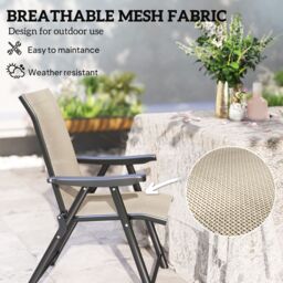 OUTSUNNY Folding Garden Dining Chairs Set of 2 with Mesh Seat in Brown - Size: 2 Pack - thumbnail 4