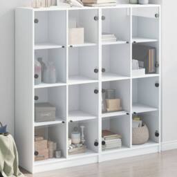 Berkfield Home Modern Bookcase with Doors White 136x37x142 cm Engineered Wood - Size: 136 x 37 x 142 cm - thumbnail 2