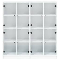 Berkfield Home Modern Bookcase with Doors White 136x37x142 cm Engineered Wood - Size: 136 x 37 x 142 cm - thumbnail 7