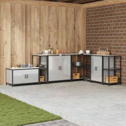 Berkfield Home Kitchen Storage Shelf with Storage Silver Galvanised steel - thumbnail 2