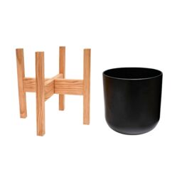 Ivyline Lisbon Pot & Stand Anthracite D26cm in Black - thumbnail 3