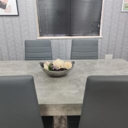 KOSY KOALA Stone Grey Effect Dining Table Set with 6 Grey Chairs Stylish Dining Room Furniture Set in Brown - thumbnail 5