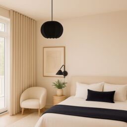 CGC Lighting Lila Black Rounded Ribbed Stretch Cotton Fabric Lampshade - thumbnail 4