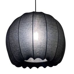 CGC Lighting Lila Black Rounded Ribbed Stretch Cotton Fabric Lampshade - thumbnail 5