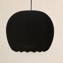 CGC Lighting Lila Black Rounded Ribbed Stretch Cotton Fabric Lampshade