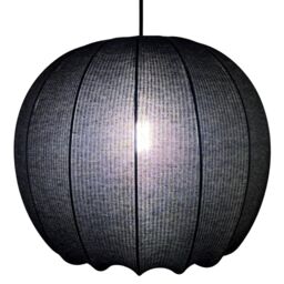 CGC Lighting Lila Black Rounded Ribbed Stretch Cotton Fabric Lampshade - thumbnail 3