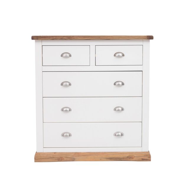 Cabinet Bits Tropea 5 Drawer Chest of Drawers Chrome Cup Handle in Off-White - image 1