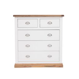 Cabinet Bits Tropea 5 Drawer Chest of Drawers Chrome Cup Handle in Off-White