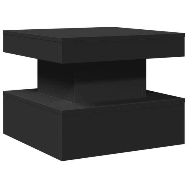 Berkfield Home Modern Coffee Table with LED Lights Black 50x50x40 cm - Size: 50 x 50 x 40 cm - image 1