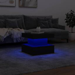 Berkfield Home Modern Coffee Table with LED Lights Black 50x50x40 cm - Size: 50 x 50 x 40 cm - thumbnail 5