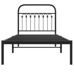 Berkfield Home Metal Bed Frame without Mattress with Headboard Black 90x200cm - Size: 90x200 cm - thumbnail 4