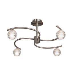 Netlighting Sphere Semi Flush 4 Light G9 Satin Nickel in Grey