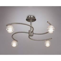 Netlighting Sphere Semi Flush 4 Light G9 Satin Nickel in Grey - thumbnail 2