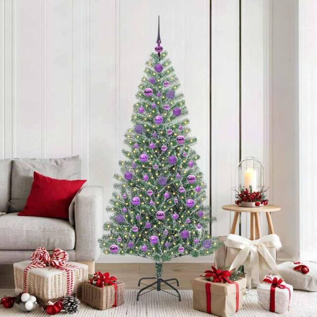 Berkfield Home Artificial Christmas Tree Snow Flocked with LED Light 180 cm in Green - image 1