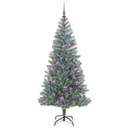 Berkfield Home Artificial Christmas Tree Snow Flocked with LED Light 180 cm in Green - thumbnail 4