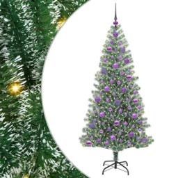 Berkfield Home Artificial Christmas Tree Snow Flocked with LED Light 180 cm in Green - thumbnail 2