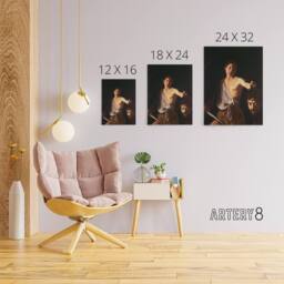"Artery8 Caravaggio 1610 David With Head Canvas Wall Art Print - Size: W12"" x H16""" - thumbnail 4