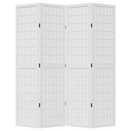 Berkfield Home Room Divider 4 Panels White Solid Wood Paulownia - thumbnail 4