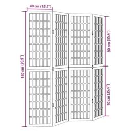 Berkfield Home Room Divider 4 Panels White Solid Wood Paulownia - thumbnail 8