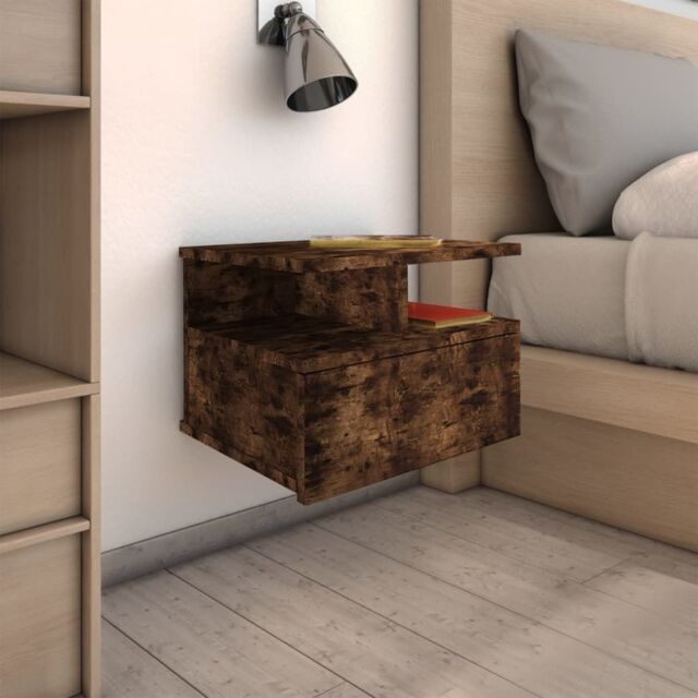 Berkfield Home Floating Nightstand Smoked Oak 40x31x27 cm Engineered Wood in Brown - Size: 40 x 31 x 27 cm - image 1