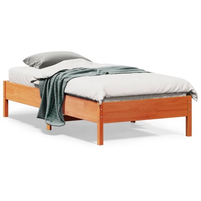 Berkfield Home Bed Frame without Mattress Wax Brown 75x190 cm Small Single Solid Wood Pine - image 1