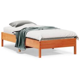 Berkfield Home Bed Frame without Mattress Wax Brown 75x190 cm Small Single Solid Wood Pine - thumbnail 1