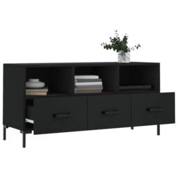 Berkfield Home TV Cabinet Black 102x36x50 cm Engineered Wood - Size: 102 x 36 x 50 cm - thumbnail 4