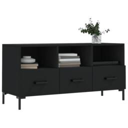 Berkfield Home TV Cabinet Black 102x36x50 cm Engineered Wood - Size: 102 x 36 x 50 cm - thumbnail 3