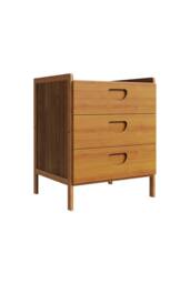 Living and Home Nightstand Bedside Table with Three Drawers in Brown - thumbnail 4