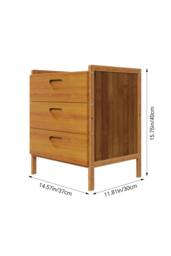 Living and Home Nightstand Bedside Table with Three Drawers in Brown - thumbnail 7