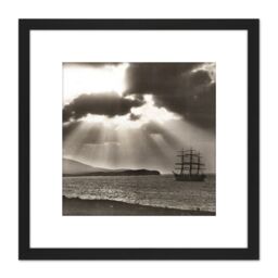 Artery8 Rattar Wind Bound Lerwick Clipper Ship Maella Photo 8X8 Inch Square Wooden Framed Wall Art Print Picture with Mount in Black - thumbnail 1