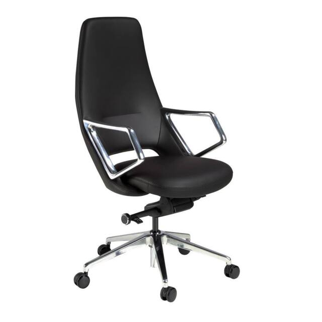 Angel Cerda Leatherette Swivel Office Chair with Chrome Base in Black - image 1