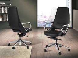 Angel Cerda Leatherette Swivel Office Chair with Chrome Base in Black - thumbnail 3