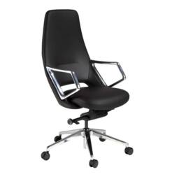 Angel Cerda Leatherette Swivel Office Chair with Chrome Base in Black - thumbnail 1