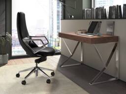 Angel Cerda Leatherette Swivel Office Chair with Chrome Base in Black - thumbnail 4