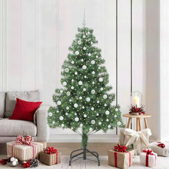 Berkfield Home Christmas Tree with 300 LEDs with Stand Green 210 cm PVC - image 1