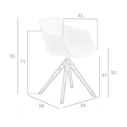 Angel Cerda Swivel Dining Chair, Beige Fabric, Walnut Legs - thumbnail 7