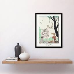 Artery8 Butterflies Picnic Fashion Barbier Vintage Framed Wall Art Print in White - Size: A4 - thumbnail 4