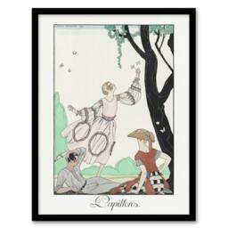 Artery8 Butterflies Picnic Fashion Barbier Vintage Framed Wall Art Print in White - Size: A4 - thumbnail 1