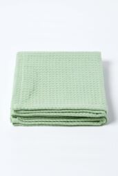 Homescapes Cotton Waffle Baby Blanket - Soft, Breathable & Skin-Friendly in Green - Size: 90 cm x 112 cm - thumbnail 3
