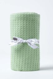 Homescapes Cotton Waffle Baby Blanket - Soft, Breathable & Skin-Friendly in Green - Size: 90 cm x 112 cm - thumbnail 1