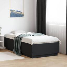 Berkfield Home Bed Frame with LED without Mattress Black 75x190 cm Small Single - thumbnail 2