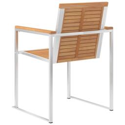 Berkfield Home Garden Chairs 2 pcs Solid Teak Wood & Stainless Steel in Brown - thumbnail 5
