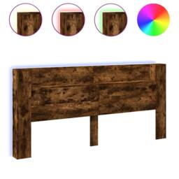 Berkfield Home Headboard Cabinet with LED Smoked Oak 220x16.5x103.5 cm in Brown - thumbnail 3